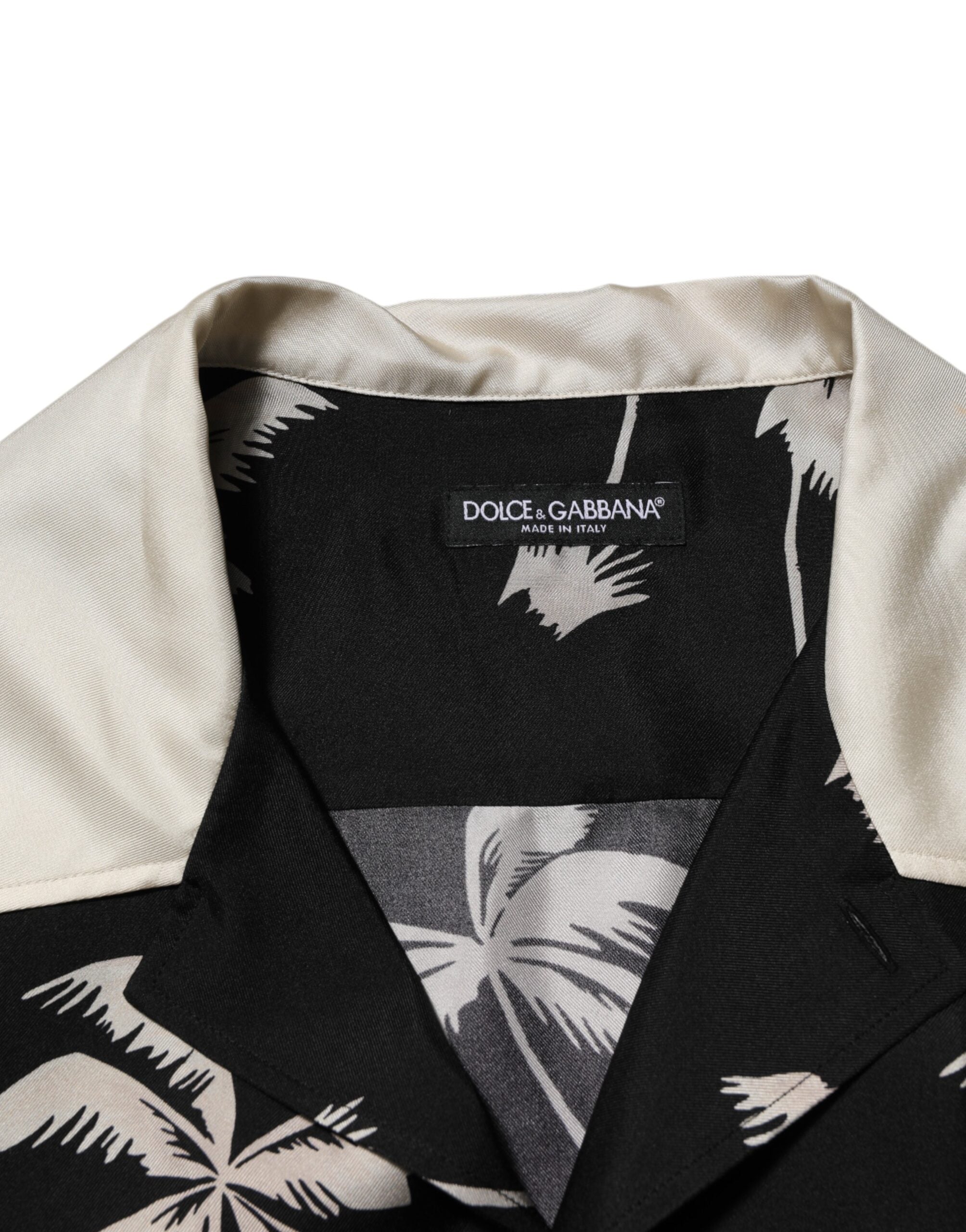 Dolce & Gabbana Black Printed Silk Short Sleeve Shirt Casual Shirt